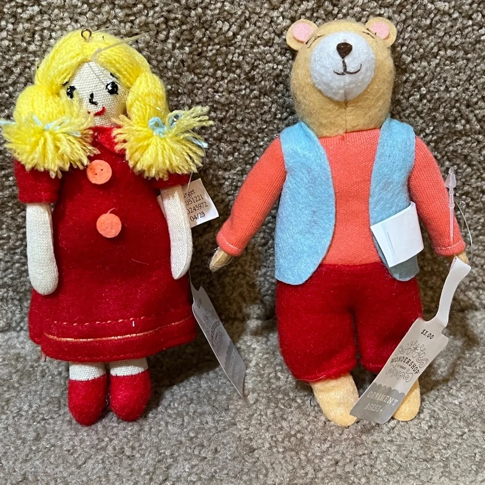 Target Wondershop Christmas 2023 Goldilocks & the Three Bears 2 Fabric Ornaments